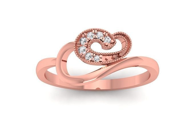 Solitaire Wedding Engagement Women Rings Heart Band 3D print model