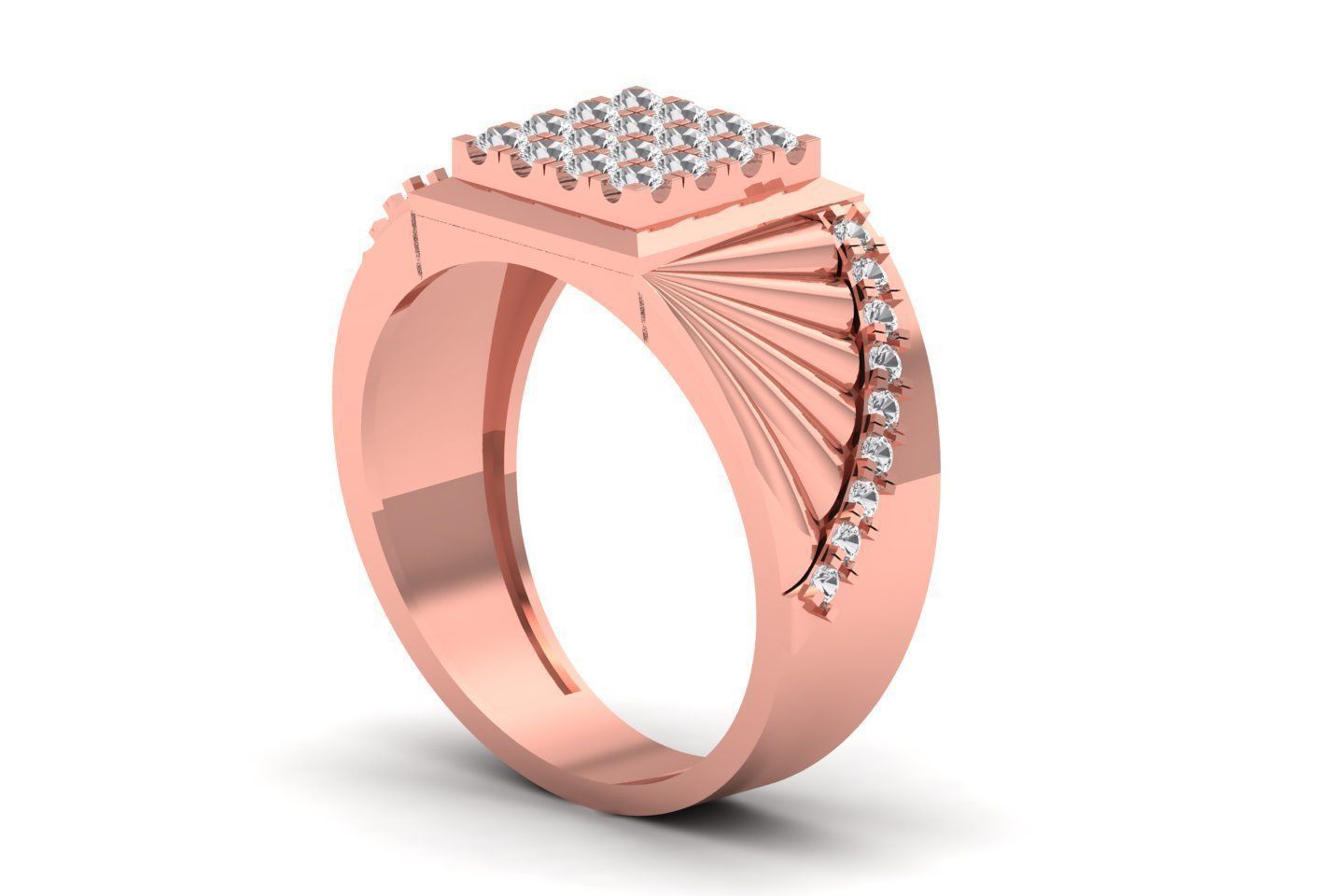 Solitaire Wedding Engagement Rings Signet Ring 3D print model_2