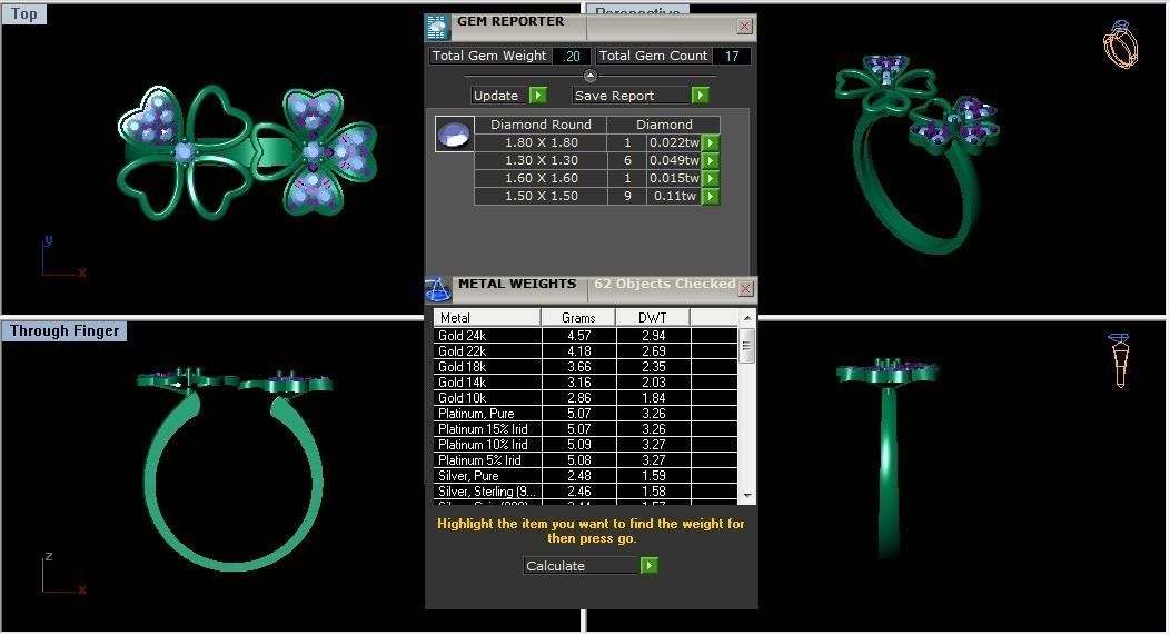  Engagement Women Heart Rings Toi Et Moi Flower Ring 3D print model_4