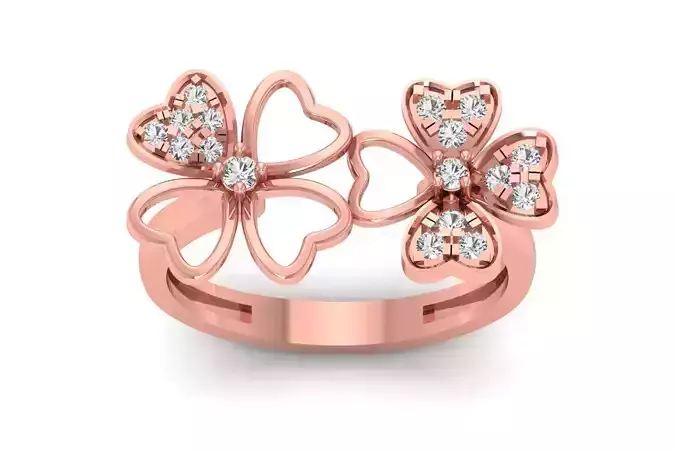 Engagement Women Heart Rings Toi Et Moi Flower Ring 3D print model