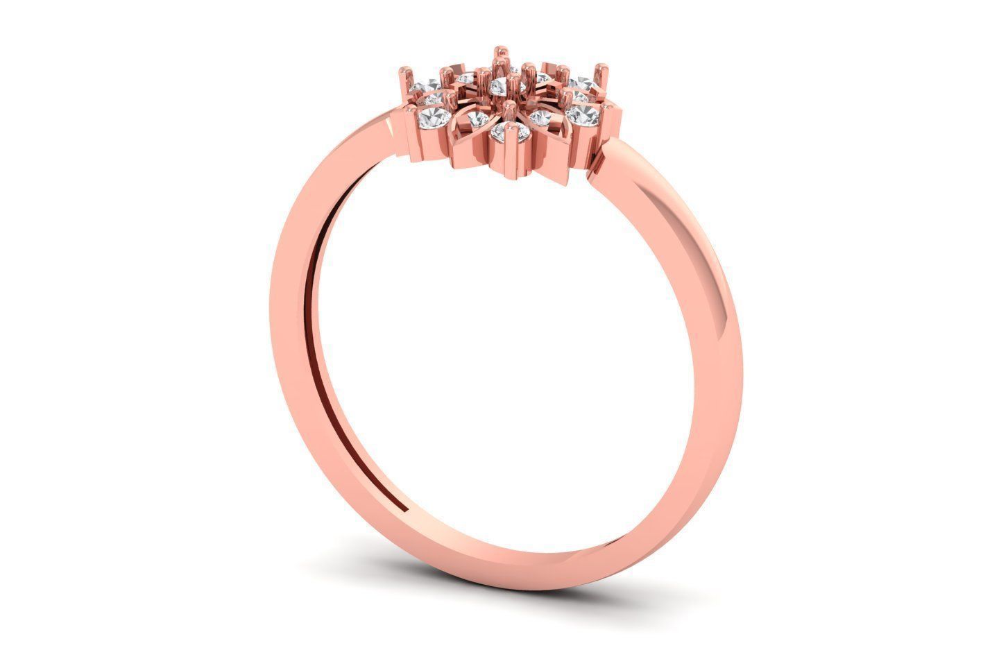 Solitaire Wedding Engagement Women  Flower Band Ring 3D print model_2