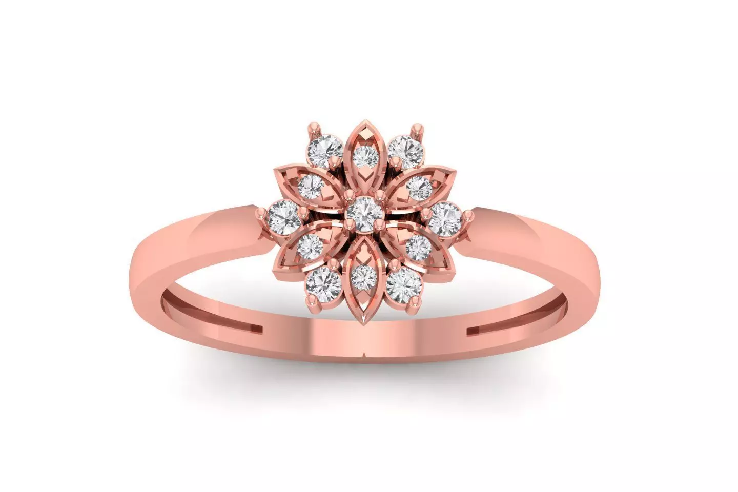 Solitaire Wedding Engagement Women  Flower Band Ring 3D print model_0