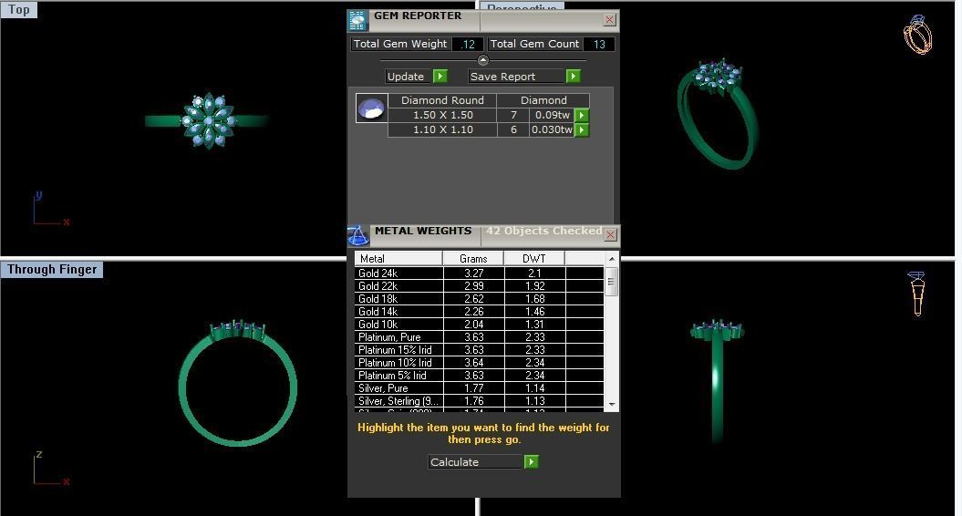 Solitaire Wedding Engagement Women  Flower Band Ring 3D print model_4