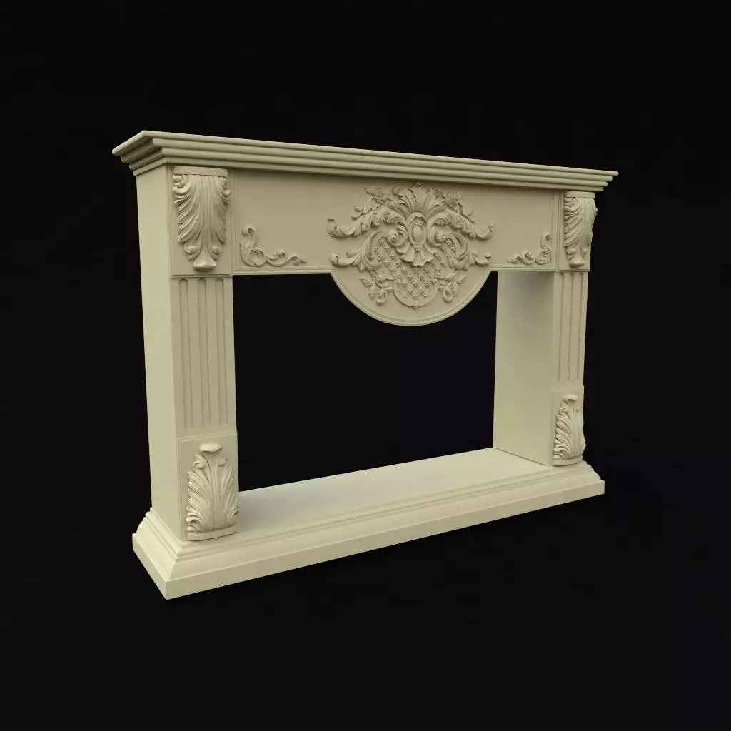 carved fireplace 3D model_0