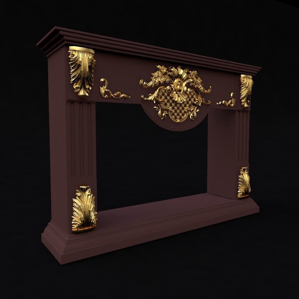 carved fireplace 3D model_4