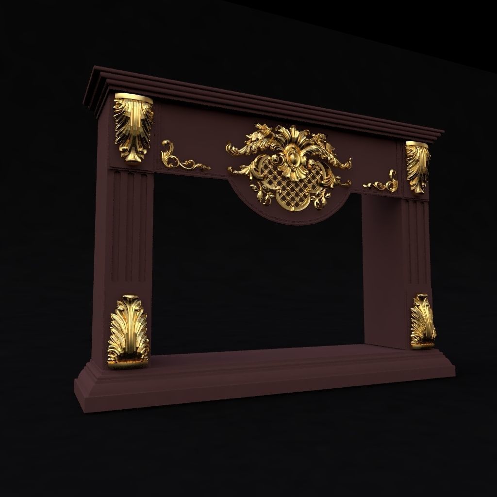carved fireplace 3D model_3