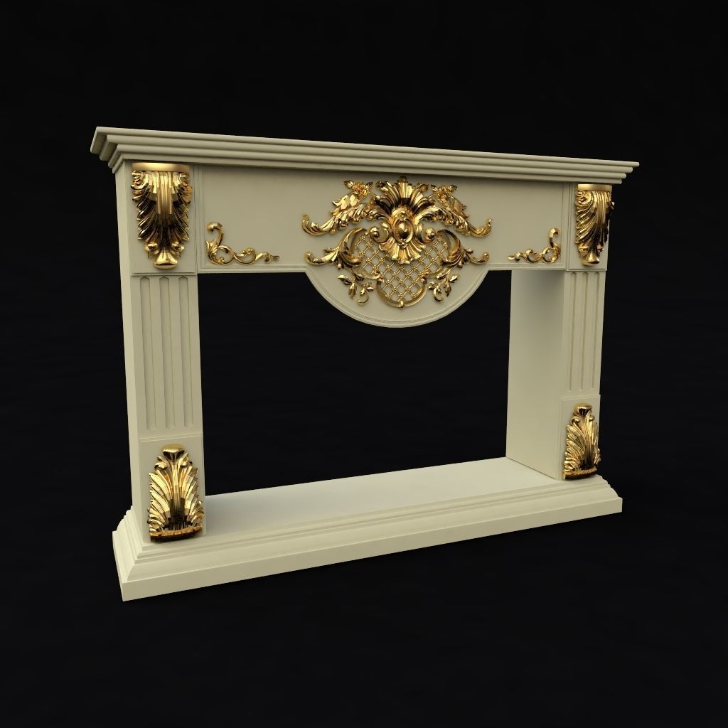 carved fireplace 3D model_1