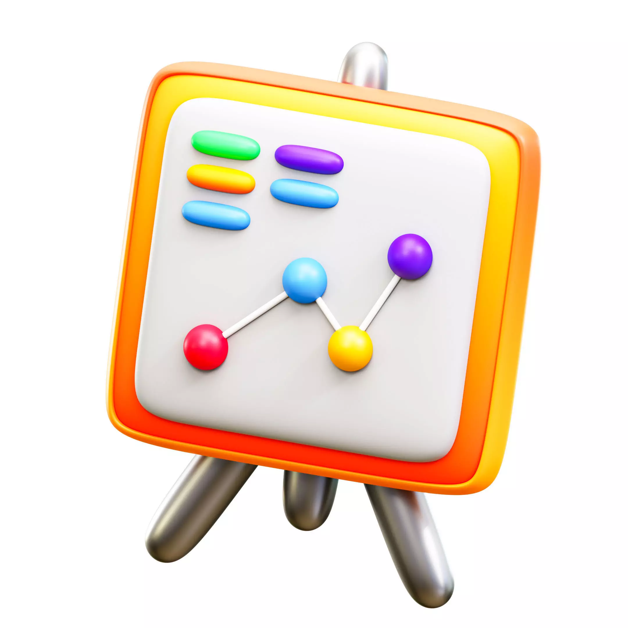 Presentation whiteboard dots and arrows Low-poly 3D model_0