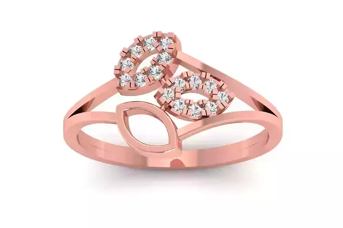 Solitaire Wedding Engagement Women Rings Leaf Bypass Ring