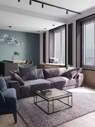Basmanny modern living room with city 3D model