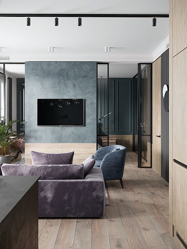 Basmanny modern living room with city 3D model 3