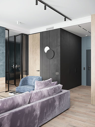 Basmanny modern living room with city 3D model 2