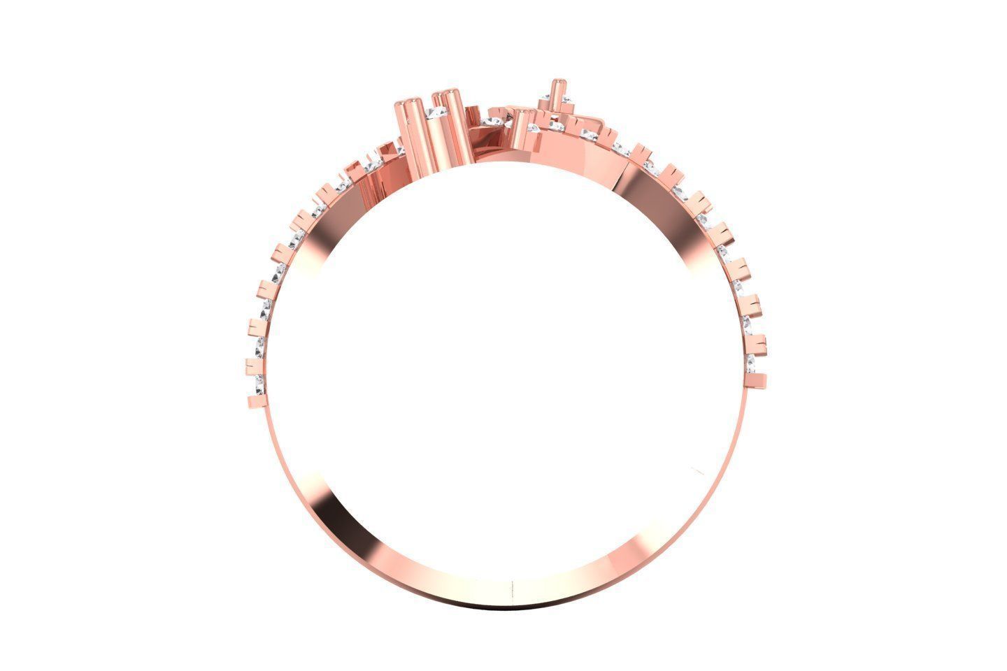 Solitaire Wedding Engagement Women Flower Heart Bypass Ring 3D print model_1