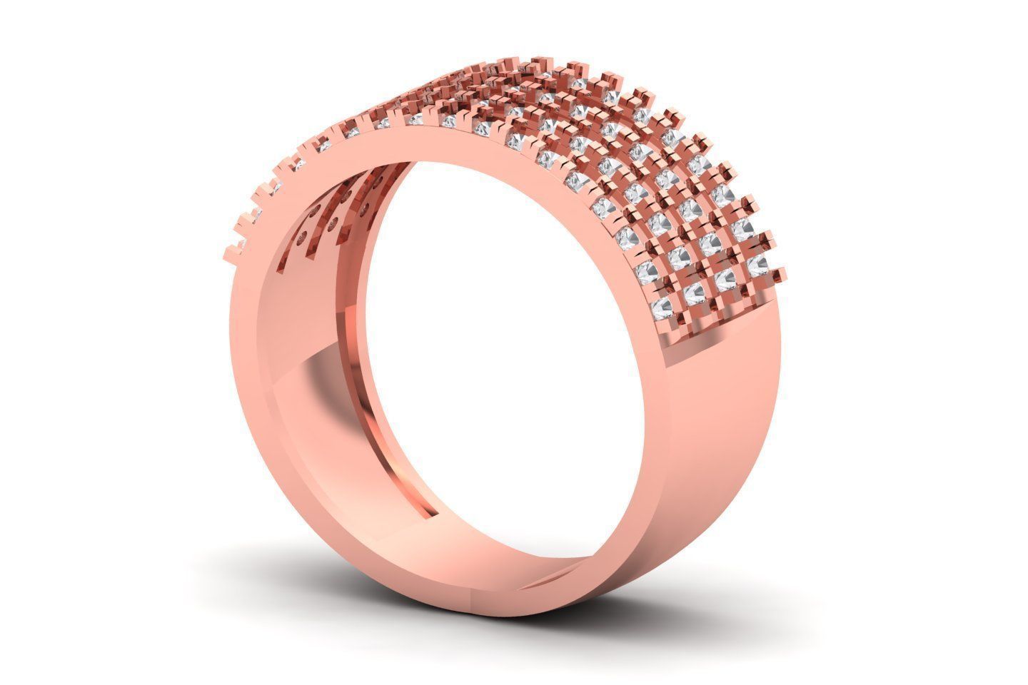 Solitaire Wedding Engagement Women Band Rings 4 Band Ring 3D print model_1