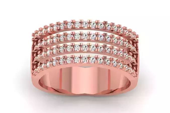 Solitaire Wedding Engagement Women Band Rings 4 Band Ring 3D print model