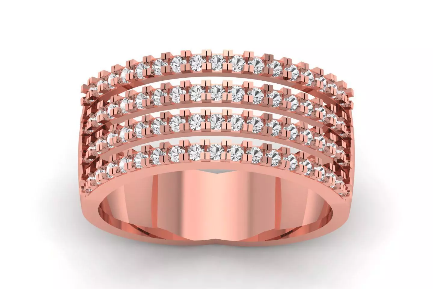 Solitaire Wedding Engagement Women Band Rings 4 Band Ring 3D print model_0