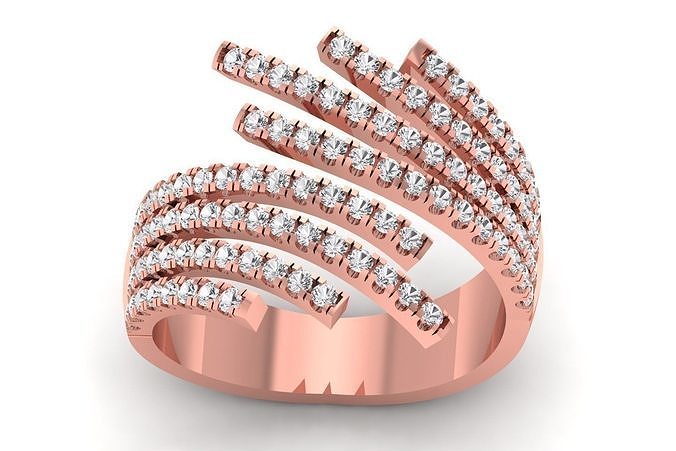 Solitaire Wedding Engagement Women Rings By Pass Band 3D print model