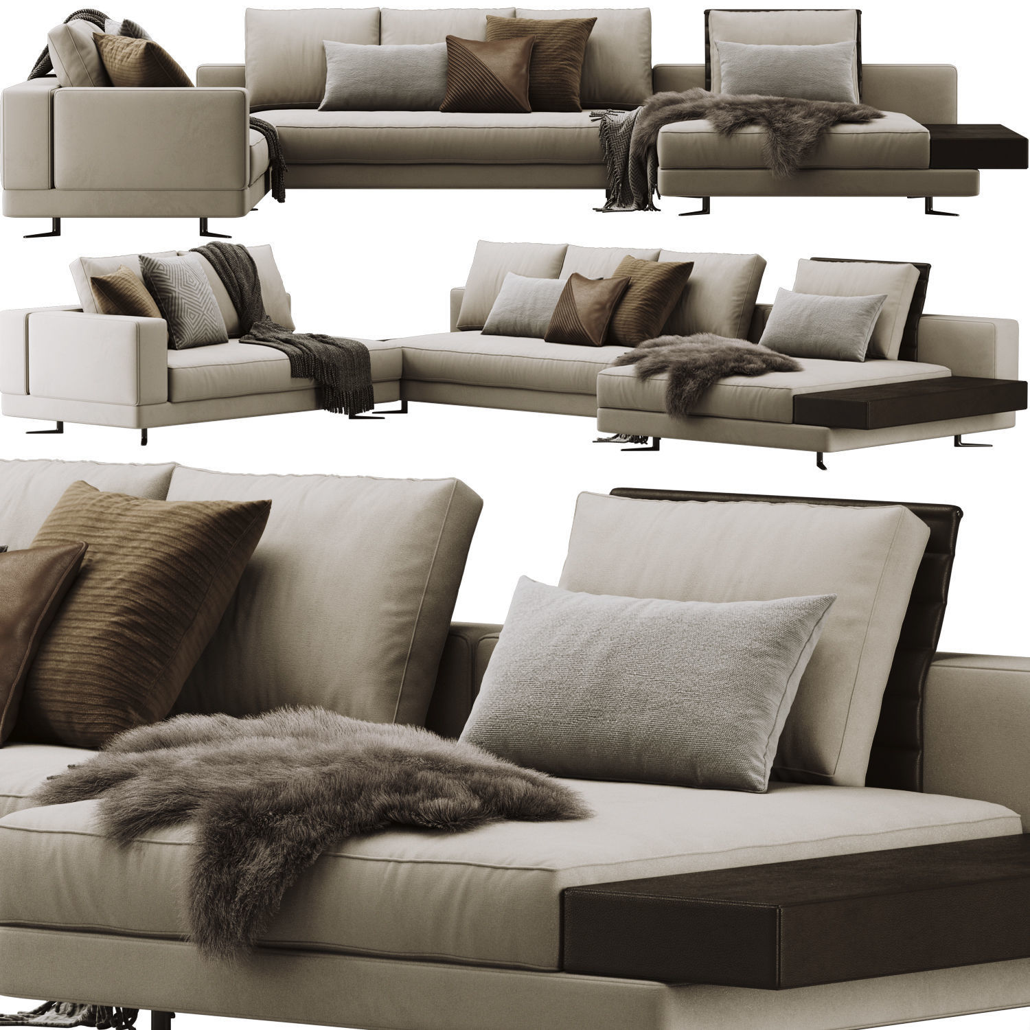 White Sofa 3D model_7