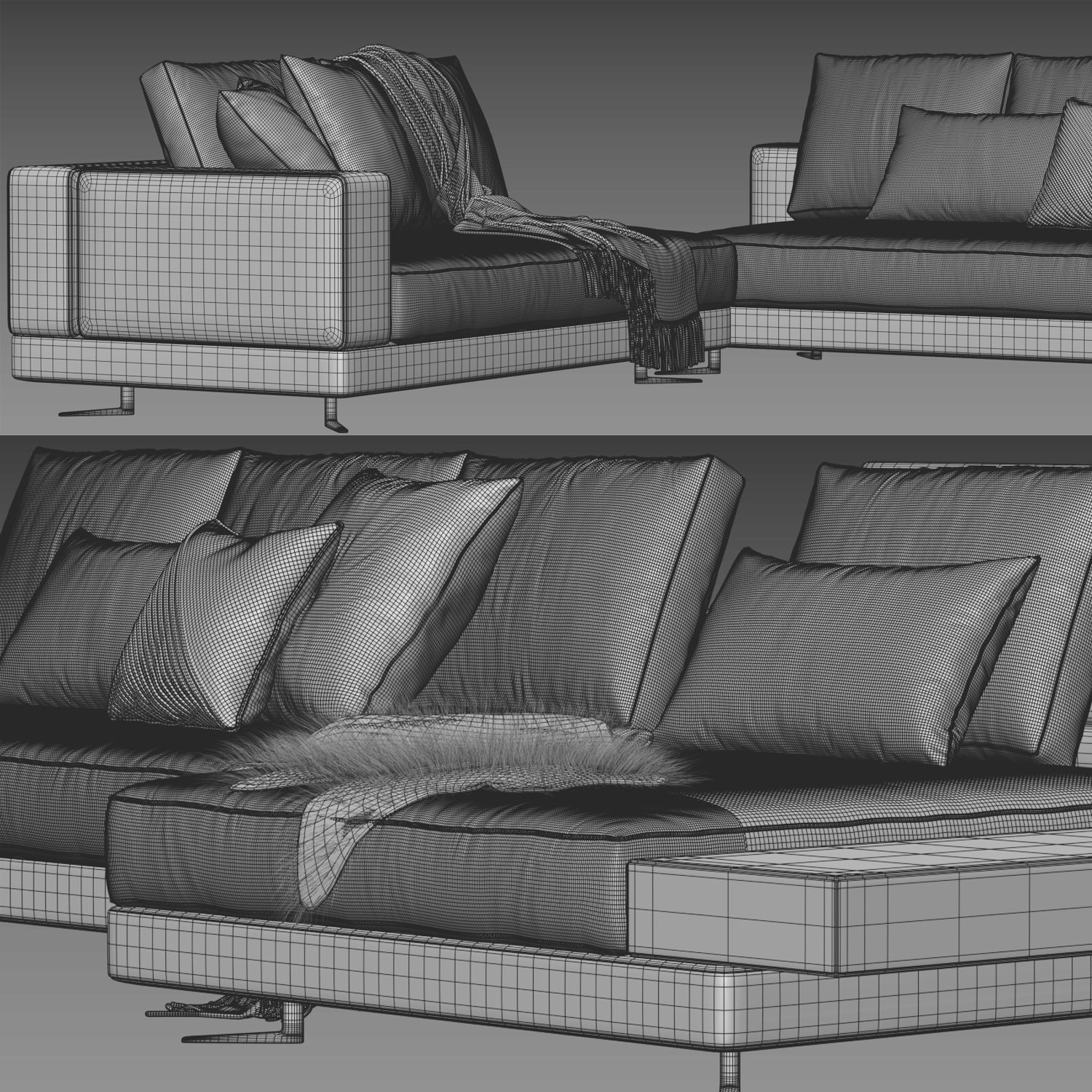 White Sofa 3D model_2