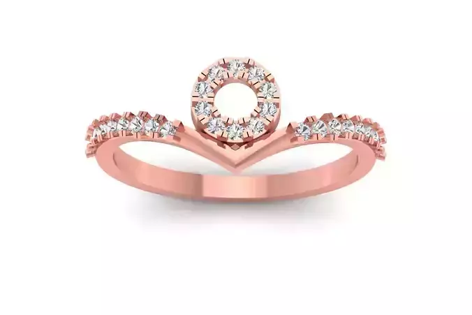 Solitaire Engagement Women Rings Curve Band Ring 3D print model