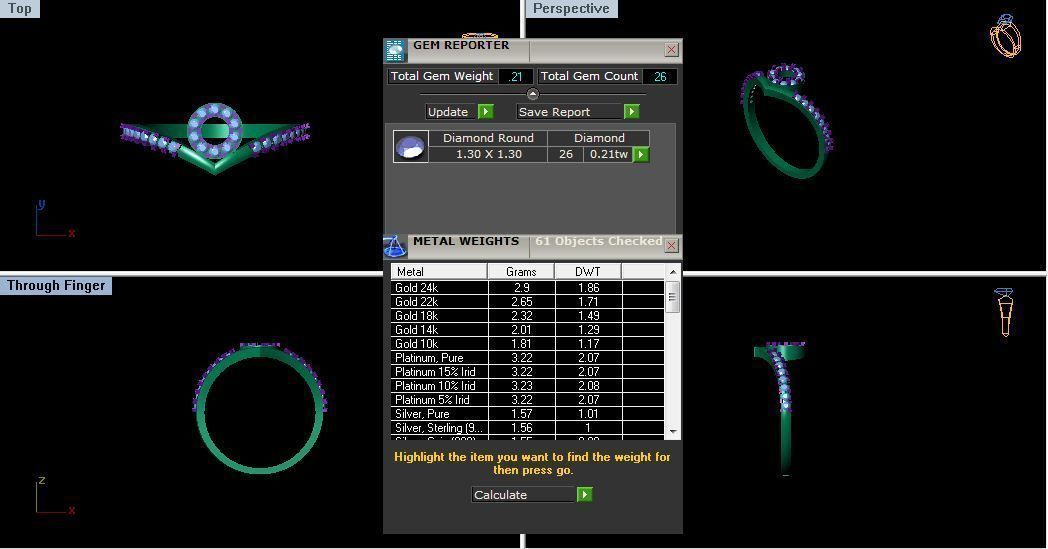 Solitaire Engagement Women Rings Curve Band Ring 3D print model_3