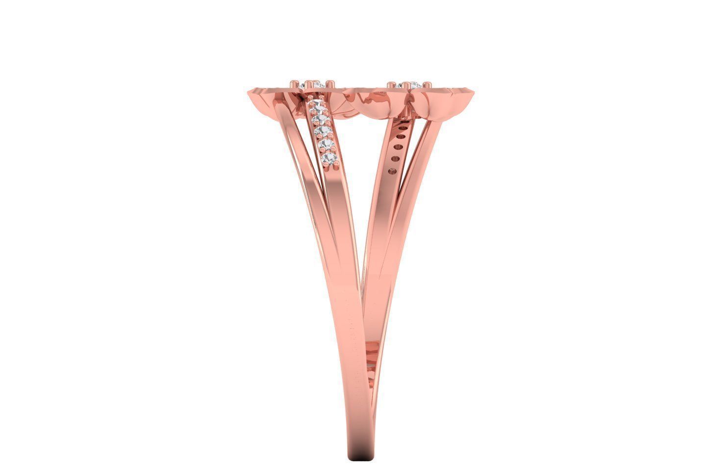 Solitaire Wedding Engagement Women Flower Flower Bypass Ring 3D print model_2