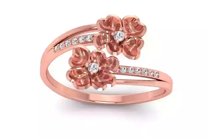 Solitaire Wedding Engagement Women Flower Flower Bypass Ring 3D print model