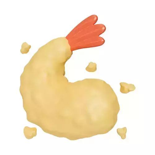 Cartoon Crispy fried prawn Low-poly 3D model