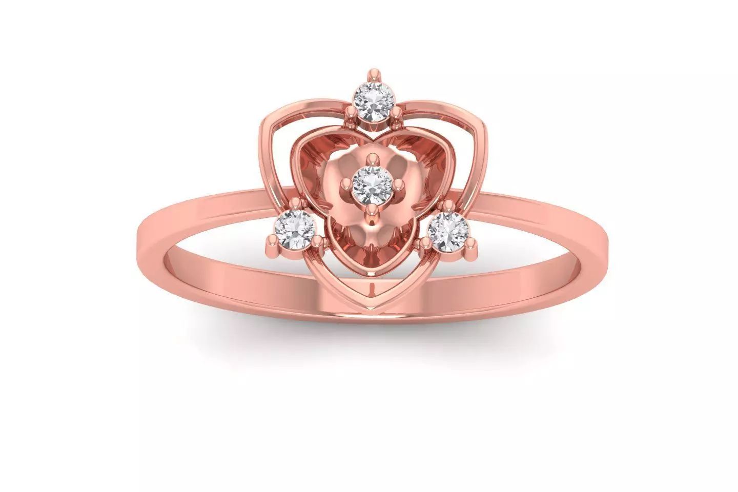 Solitaire Wedding Engagement Women Flower Cluster Ring 3D print model_0