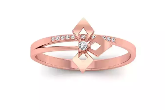Solitaire Wedding Engagement Women Flower Ring 3D print model