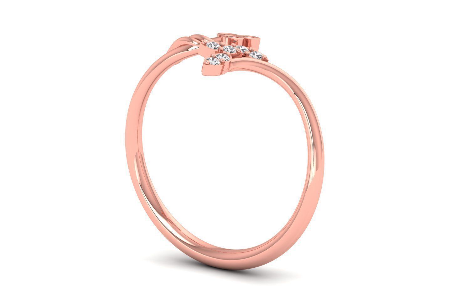 Solitaire Wedding Engagement Women Flower Bypass Ring 3D print model_1