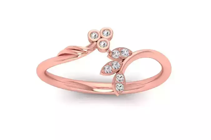 Solitaire Wedding Engagement Women Flower Bypass Ring 3D print model