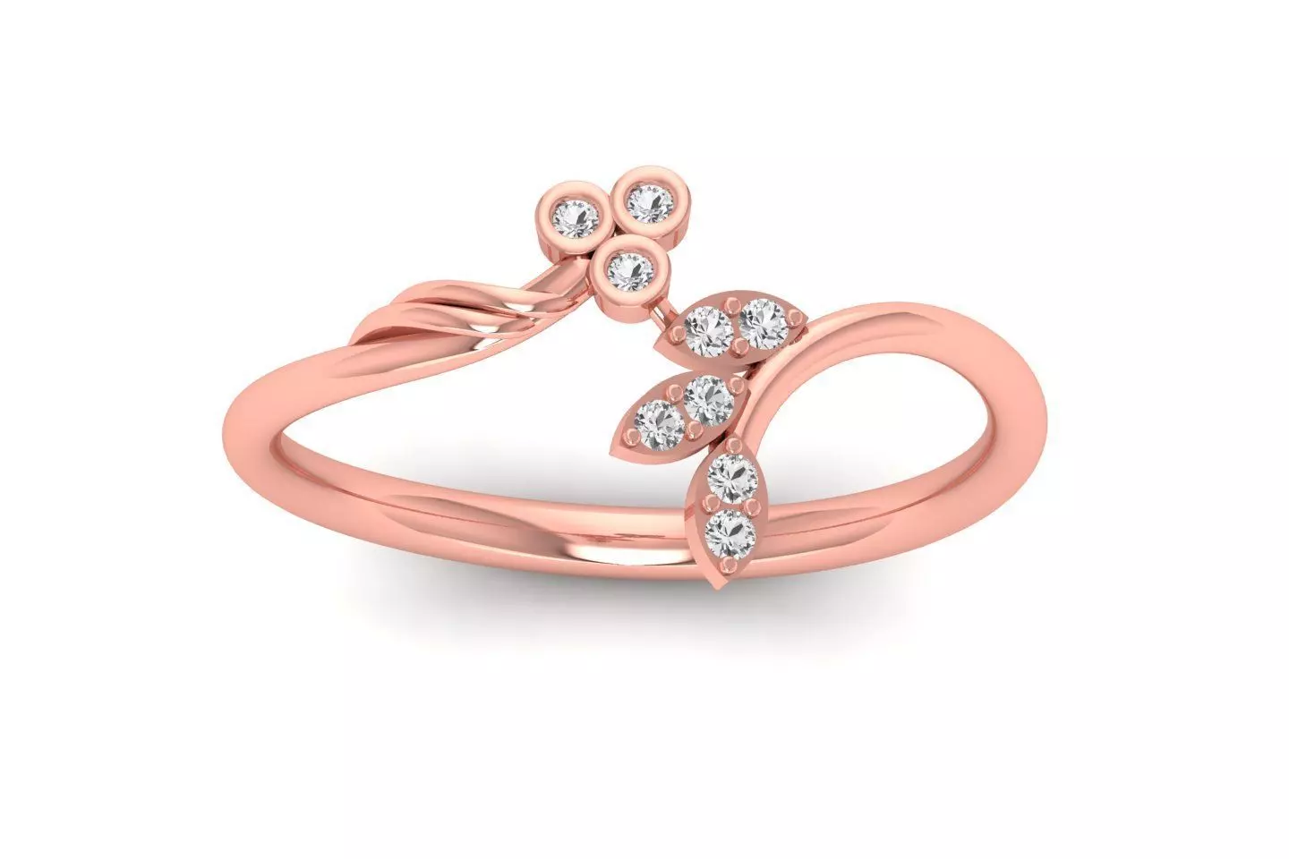 Solitaire Wedding Engagement Women Flower Bypass Ring 3D print model_0