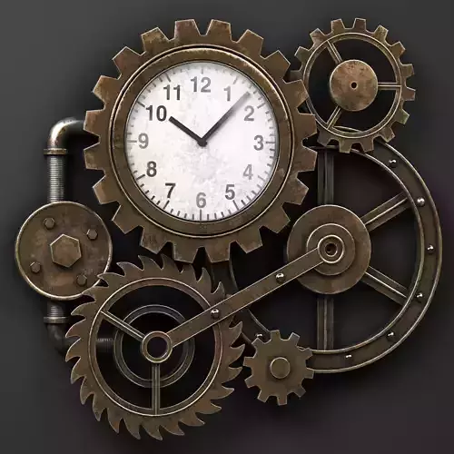 Large Cog Wall Clock Low-poly 3D model