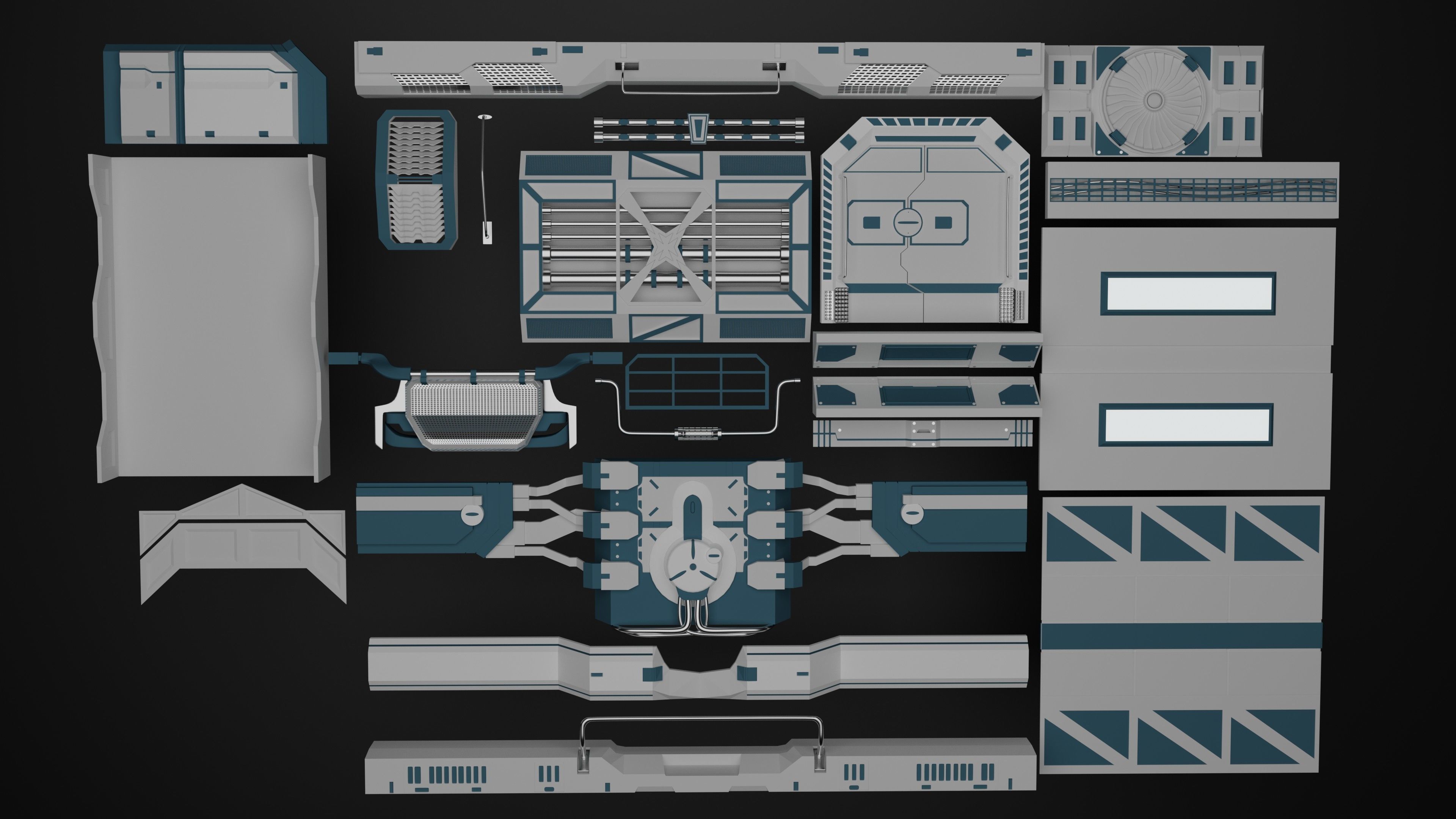 25 SCI-FI ENVIROMENT PANEL KITBASH 3D model_1