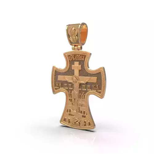 Orthodox cross with Jesus and Nikolay 3D print model