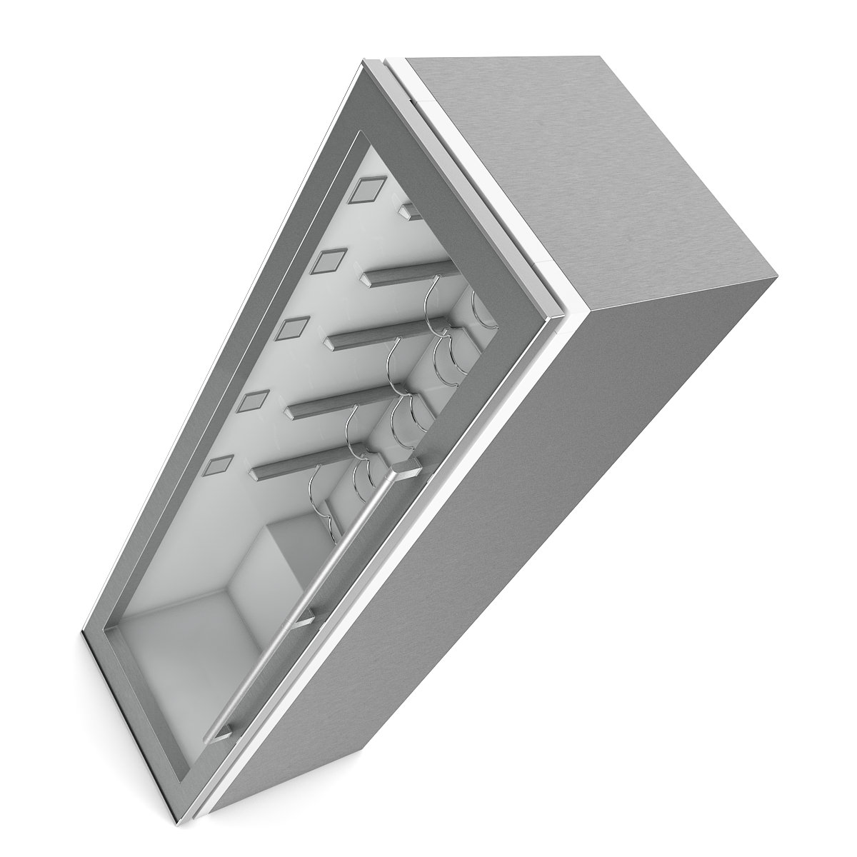 Refrigerator stainless steel gun cabinet with glass door 3D model_1