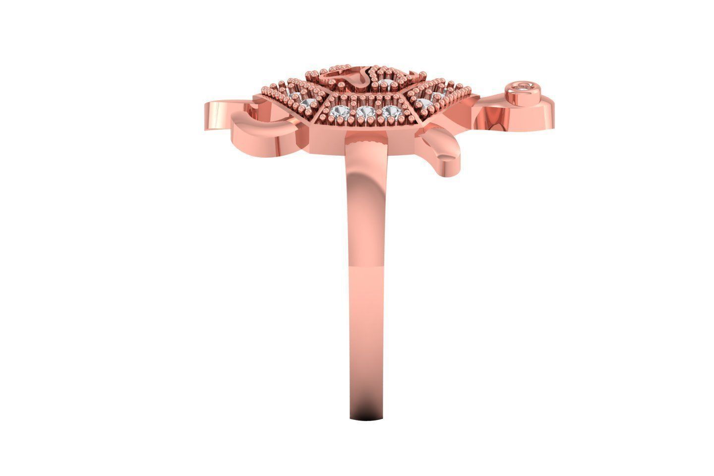 Turtle Ring 3dm STL OBJ FBX Renders Details 3D print model_2