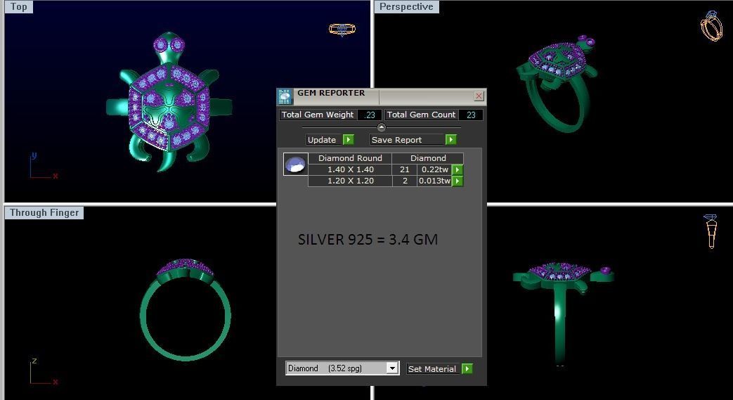 Turtle Ring 3dm STL OBJ FBX Renders Details 3D print model_3