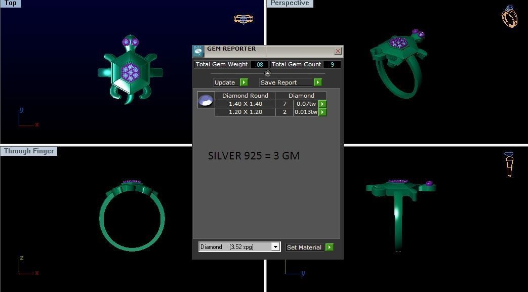 Turtle Ring 3dm STL OBJ FBX Renders Details 3D print model_3