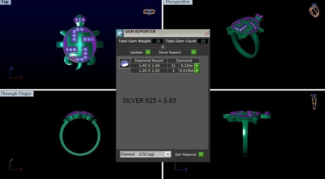 Turtle Ring 3dm STL OBJ FBX Renders Details 3D print model_3