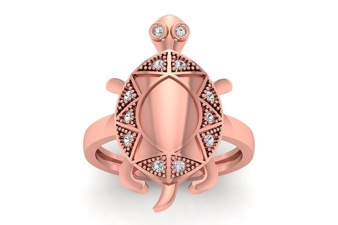 Turtle Ring 3dm STL OBJ FBX Renders Details 3D print model