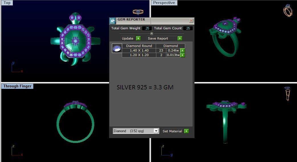 Turtle Ring 3dm STL OBJ FBX Renders Details 3D print model_3