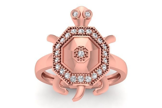 Turtle Ring 3dm STL OBJ FBX Renders Details 3D print model