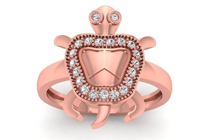 Turtle Ring 3dm STL OBJ FBX Renders Details 3D print model