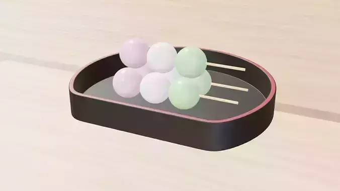 Hanami Dango - Tricolor Dango 3D model