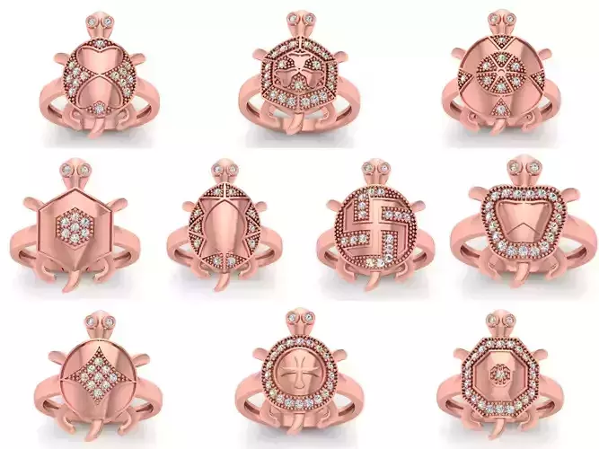 10 Turtle Ring 3dm STL OBJ FBX Renders Details