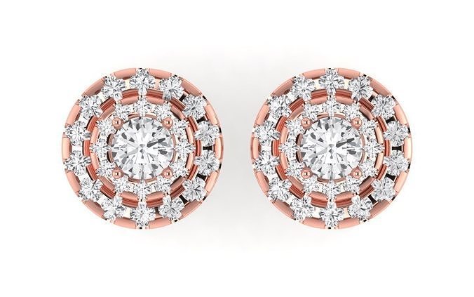 Women Earrings Double Halo Ring 3D print model