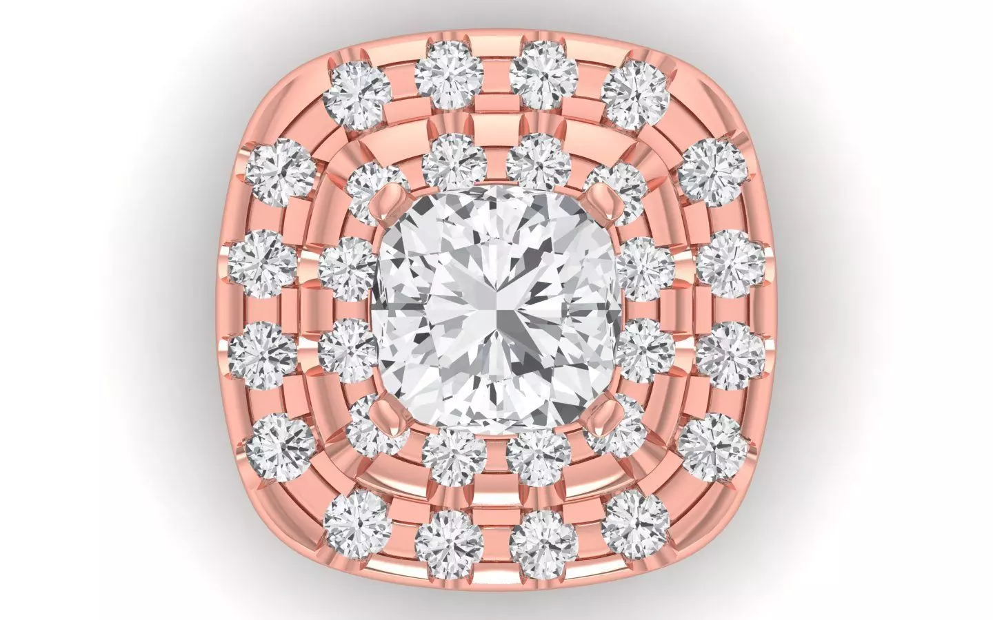 Women Pendants Double Halo Pendant 3D print model_0