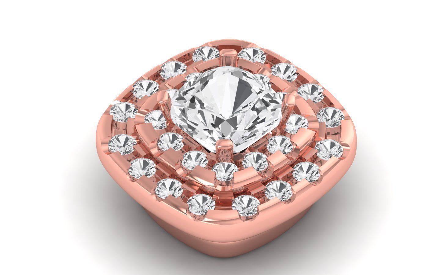 Women Pendants Double Halo Pendant 3D print model_1